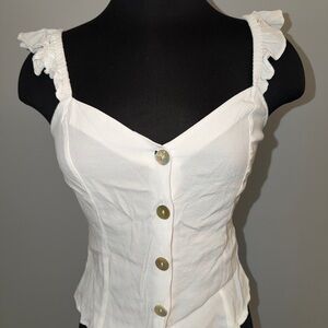 H&M White Sleeveless Button Up Viscose Summer Blouse Top Shirt Size Small